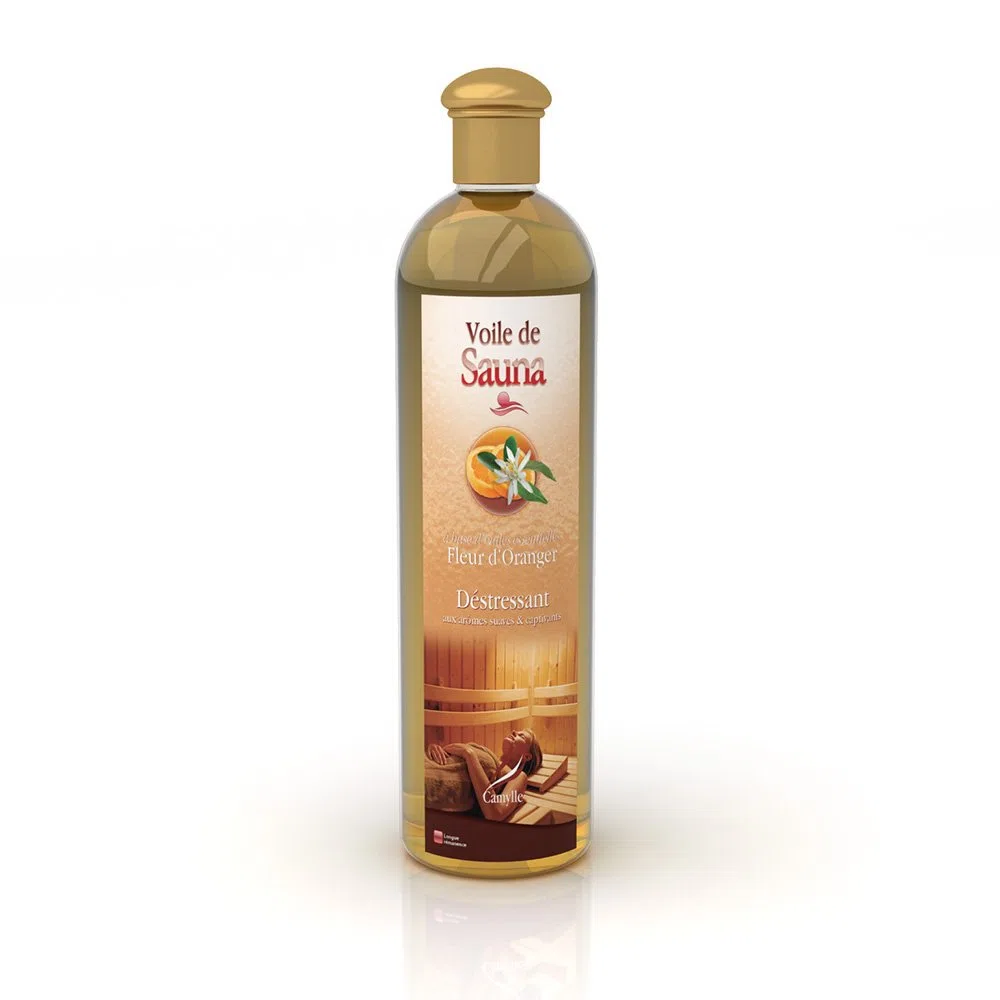 Camylle - Voile de Sauna Fleur D'Oranger - Fragrances à base d’Huiles Essentielles 100% Pures et Naturelles pour Sauna - Déstressant aux arômes suaves et captivants - 500ml