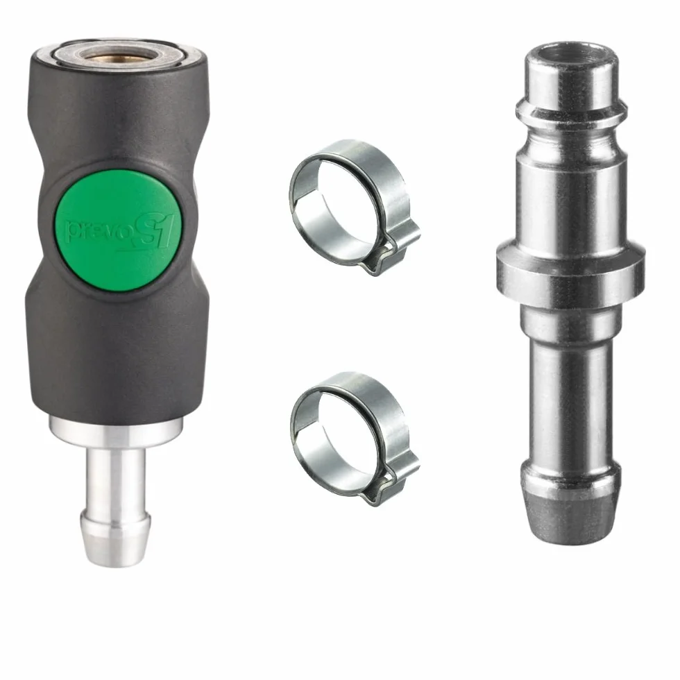 AUPROTEC Kit d’Accouplement à air comprimé avec Raccord Rapide de Sécurité Prevost 10mm Embout et Colliers
