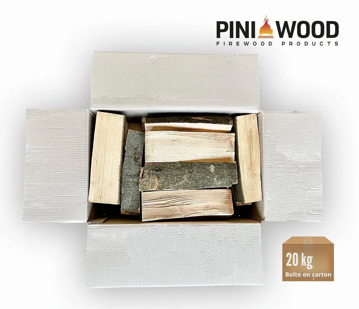 PINI Bois de chauffage en hêtre, prêt à l'emploi, 20 kg, environ 25 cm, pour cheminée, barbecue, brasero, four à pizza, fumoir.
