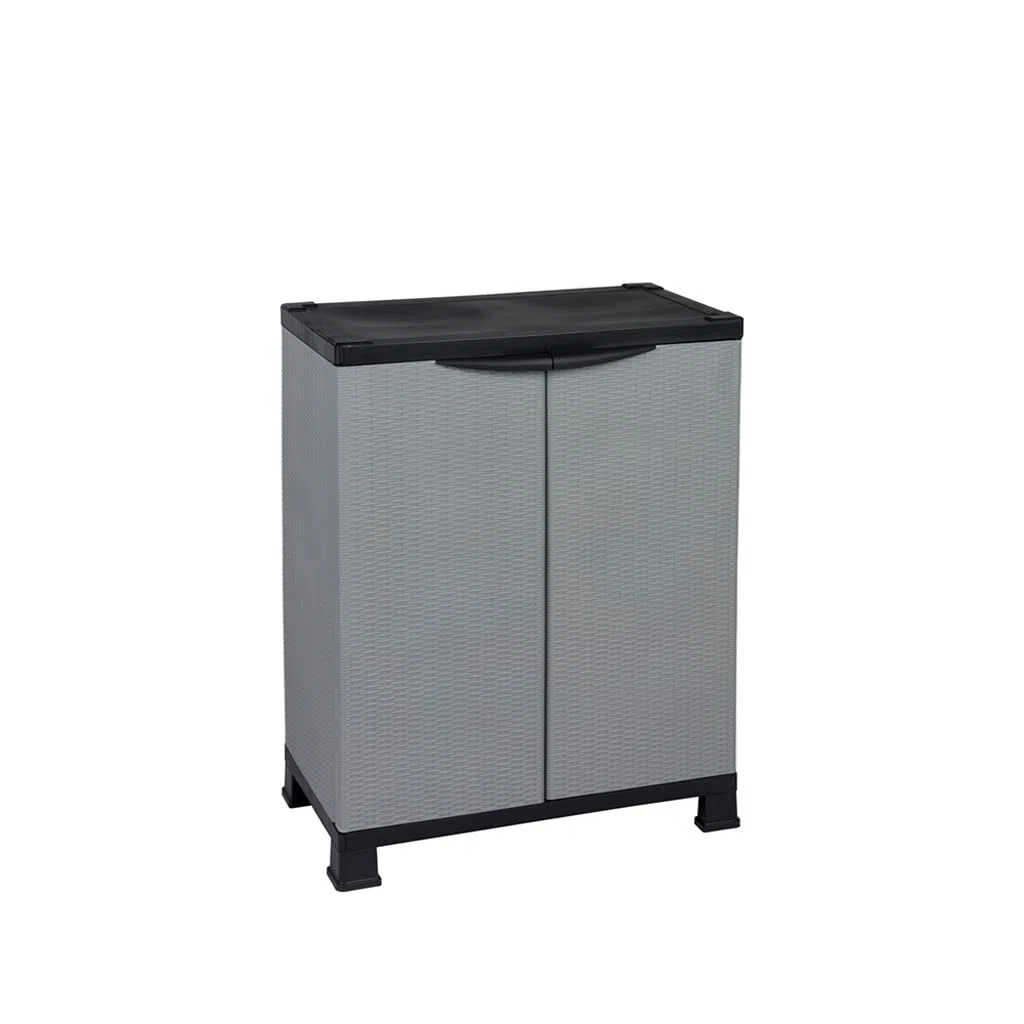 Kreher Armoire en plastique Madera, au design rotin avec une étagère réglable avec une capacité de charge de 20 kg, version moyenne