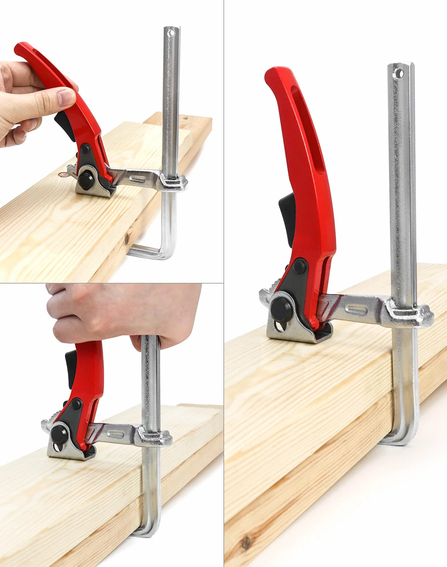 QWORK® Pince de table à cliquet, pince de serrage à dégagement rapide avec capacité de 160mm po et profondeur de gorge de 60mm po pour le ponçage et la coupe, 2 pièces