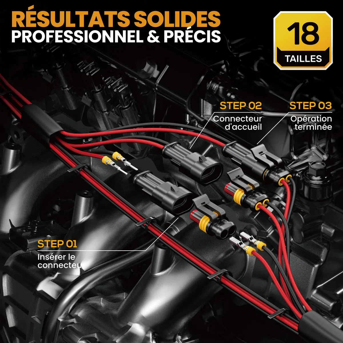 SOMELINE Kit de connecteurs automobiles étanches, Pince à sertir 0,34–2,5 mm², avec connecteurs 1/2/3/4/5 broches, outil de démontage | Pince à sertir compatible avec les connecteurs AMP série 1.5