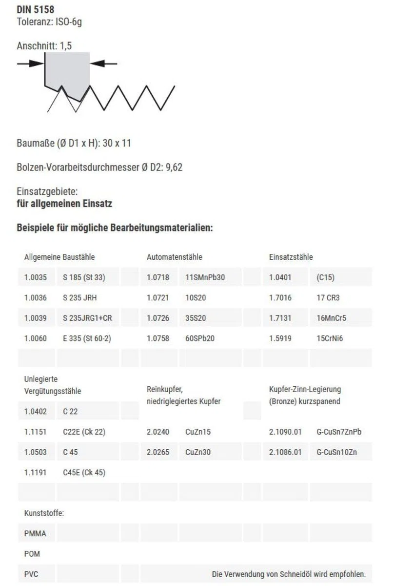 BAER Filière G 1/8 x 28 - HSS - Taraud extérieur - Filetage de tuyau