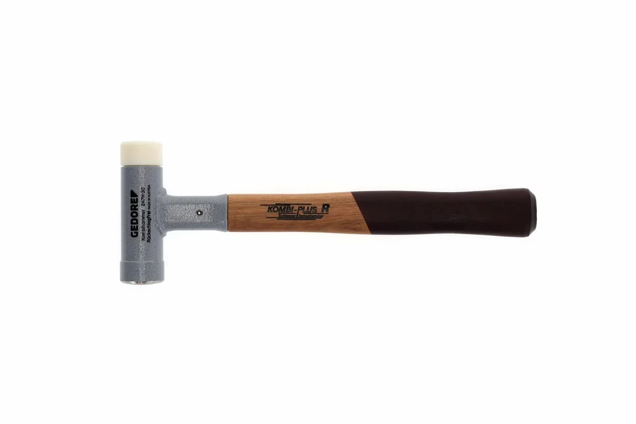 GEDORE Marteau KOMBI-PLUS R, Avec manche en bois, Marteau Europe centrale/massette, Ø 30 mm, Sans rebond, Manche en hickory, 247 H-30