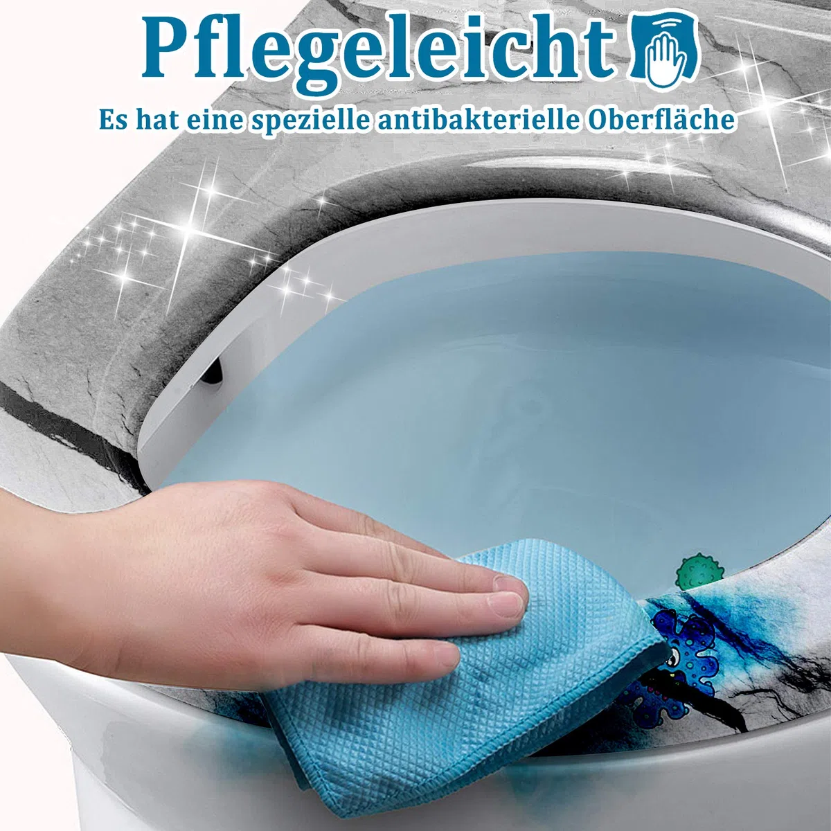 LARS360 Abattant WC Abattant de Toilette Fabriqué en Acier Thermodurci et Inoxydable Antibactérien Peut être Utilisé sur la Plupart des Couvercles de Toilettes, 45 x 38cm (Des Pierres)
