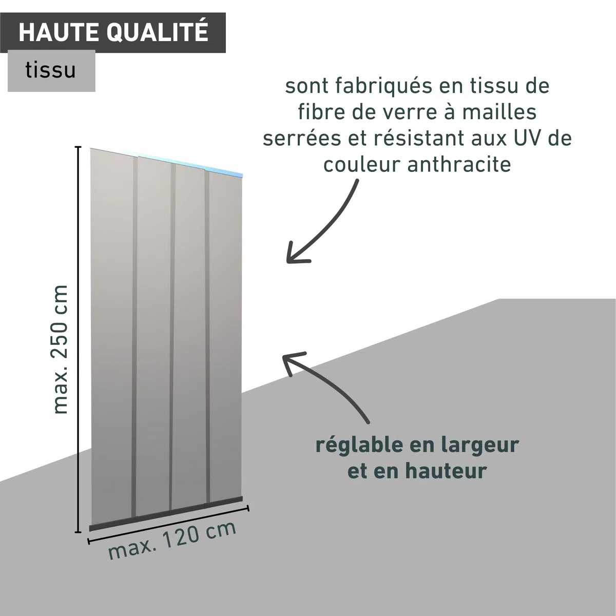 Windhager rideau moustiquaire de porte télescopique - 120 x 250 cm - anthracite - anti moustique, rideau de porte, rideau anti mouche, filet moustiquaire, rideau à lamelles - sans perçage