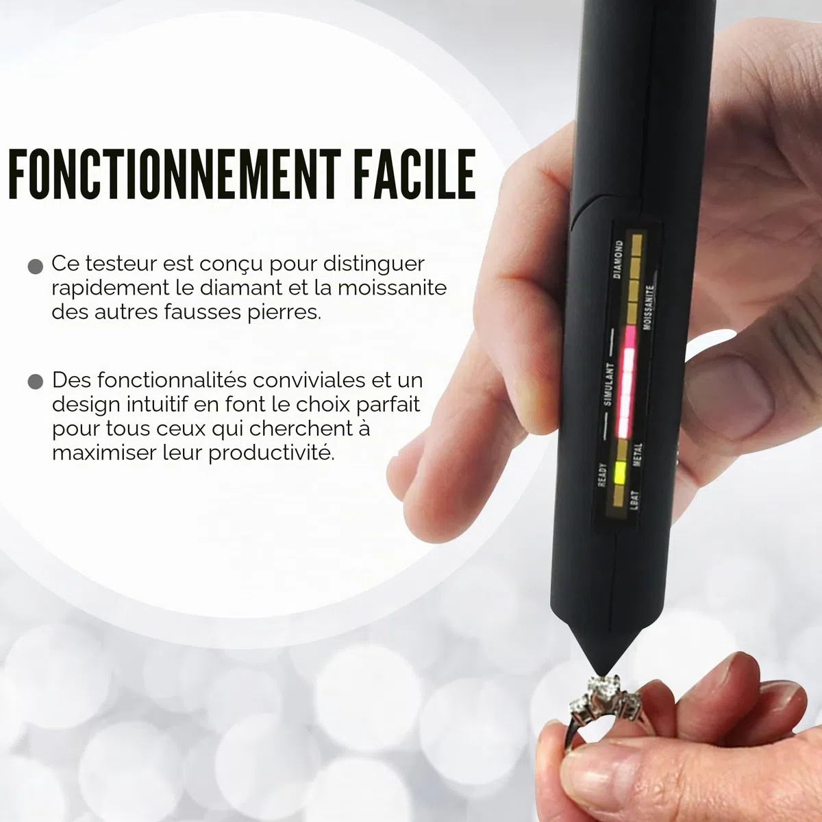 Professional Kit de Testeur de Bijoux à 2 Points - Test Précis de Diamants, Moissanite, Métaux et Pierres Précieuses - Dispositif de Test de Haute Précision pour Bijoutiers Débutants et Experts