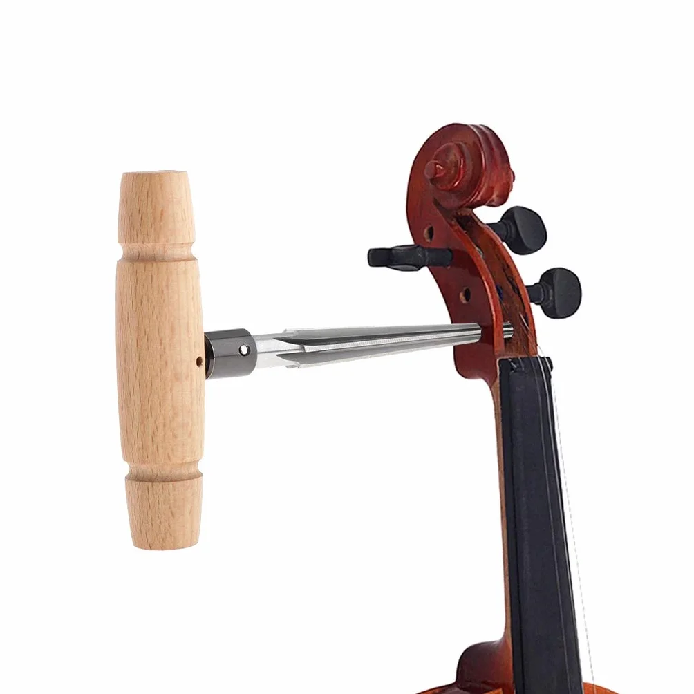 Alnicov Alésoir conique en bois à main avec poignée en T, 4 chanfreins cannelés, outil de coupe pour guitare