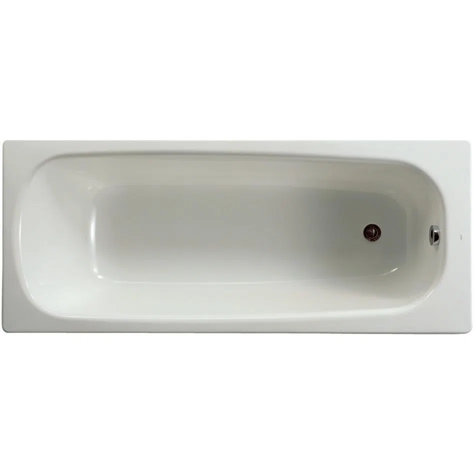 Baignoire CONTESA 150x70cm, en acier émaillé (épaisseur 1,5mm), bord plat, non percée, avec pieds métal à visser, fond l