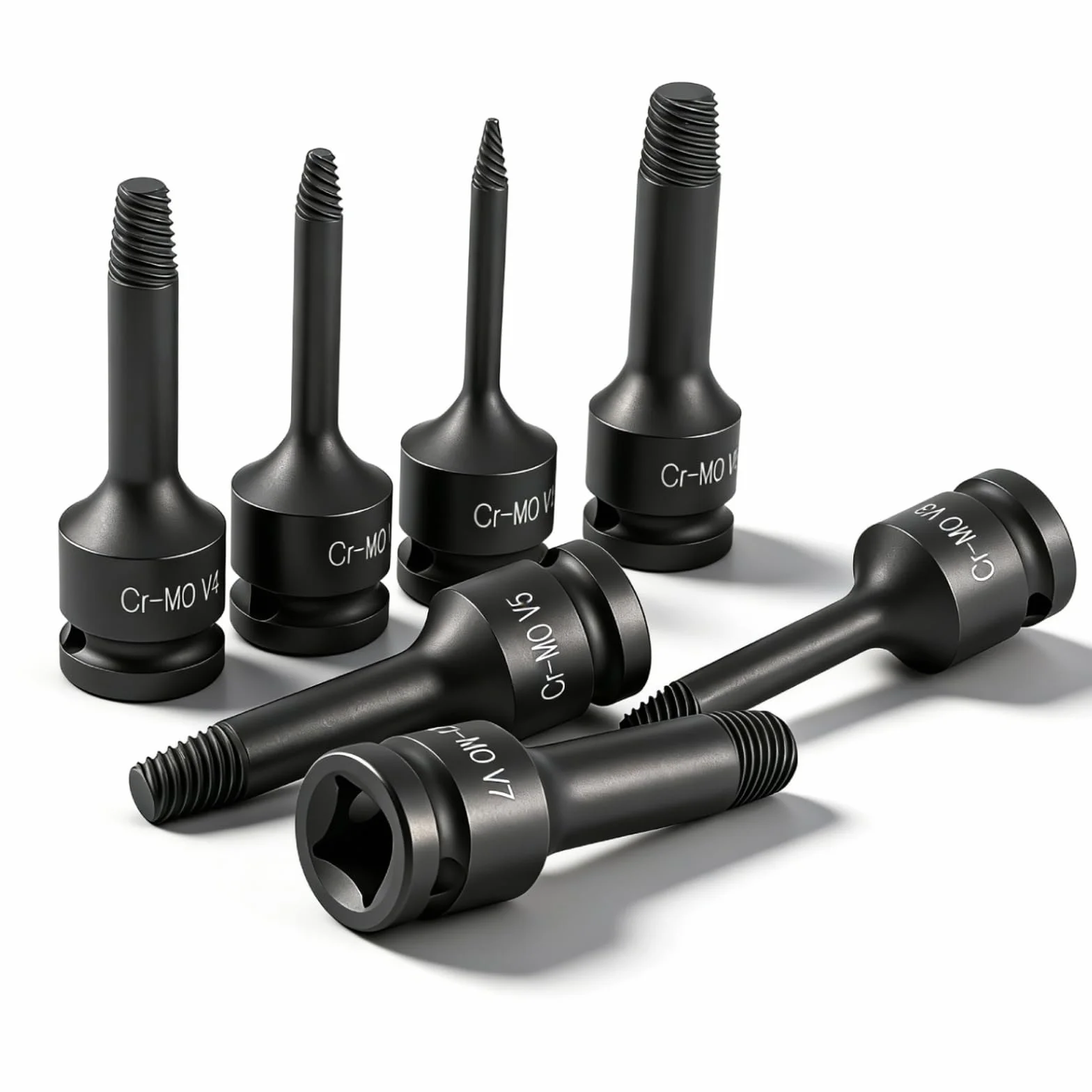 Kit Extracteur De Vis Cassée, 7 Pièces Tourne A Gauche Extracteur De Vis Dénudé, 3-15mm 1/2 Pouce Acier CR-MO Extracteurs De Boulon Pour Enlever Les Boulons CasséS, Vis Endommagées, Goujon Rouillés