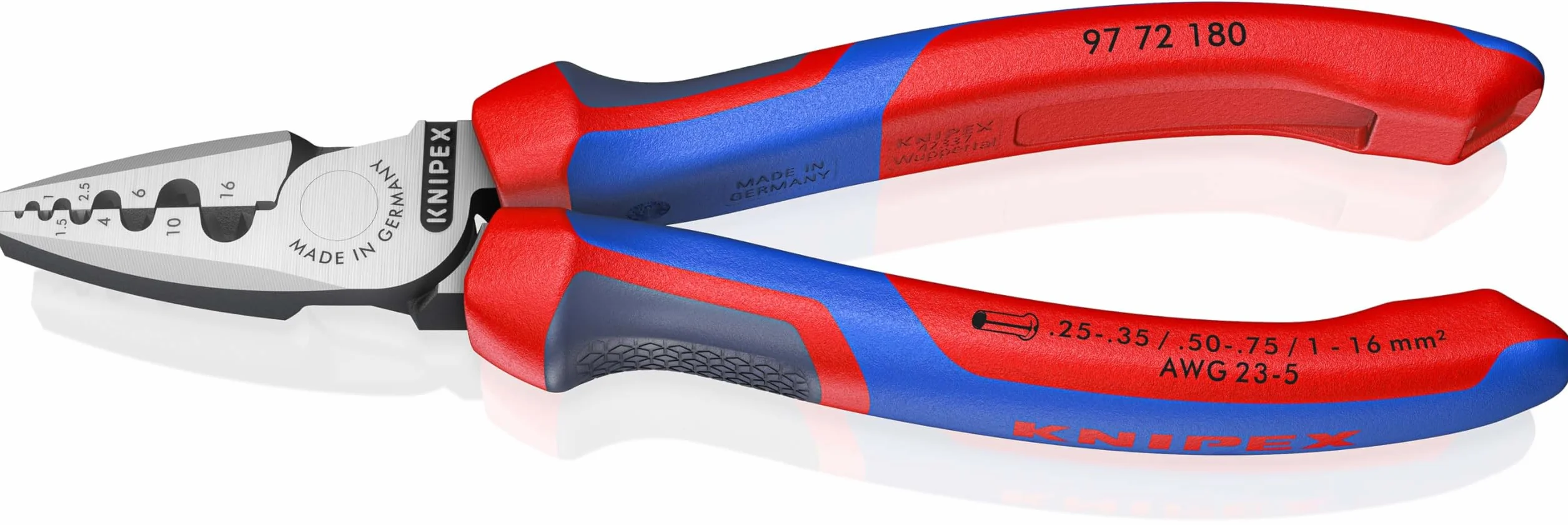 Knipex Pince à sertir pour embouts de câble avec poignées comfortables 180 mm, 97 72 180
