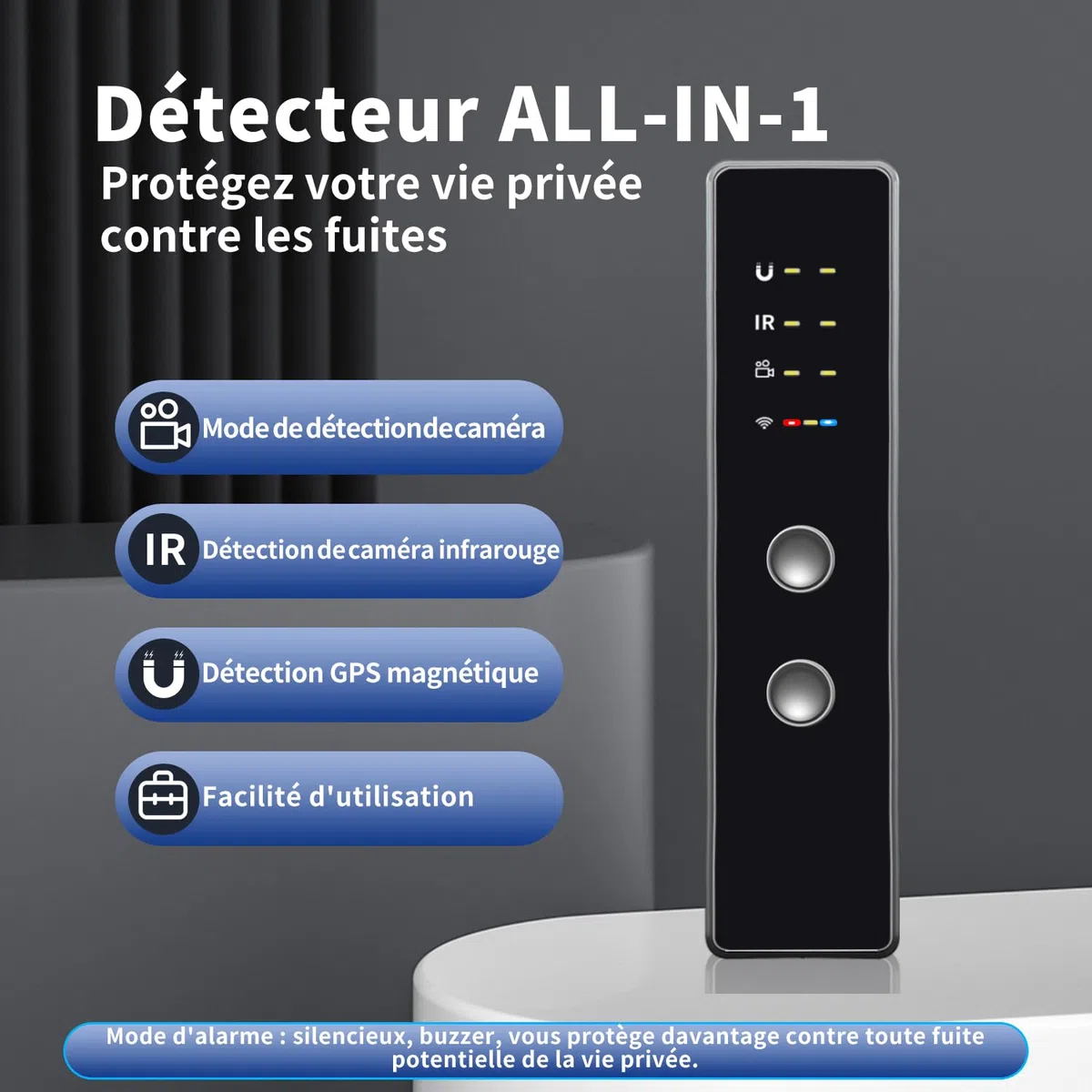 Détecteur Micro Espion, Détecteur De Caméra Espion, Détecteur Anti-Espion Bug, Scanner De Traceur GPS Anti-Espion, DéTecteur D'éCoute GSM GPS Tracker Scanner pour Les HôTels