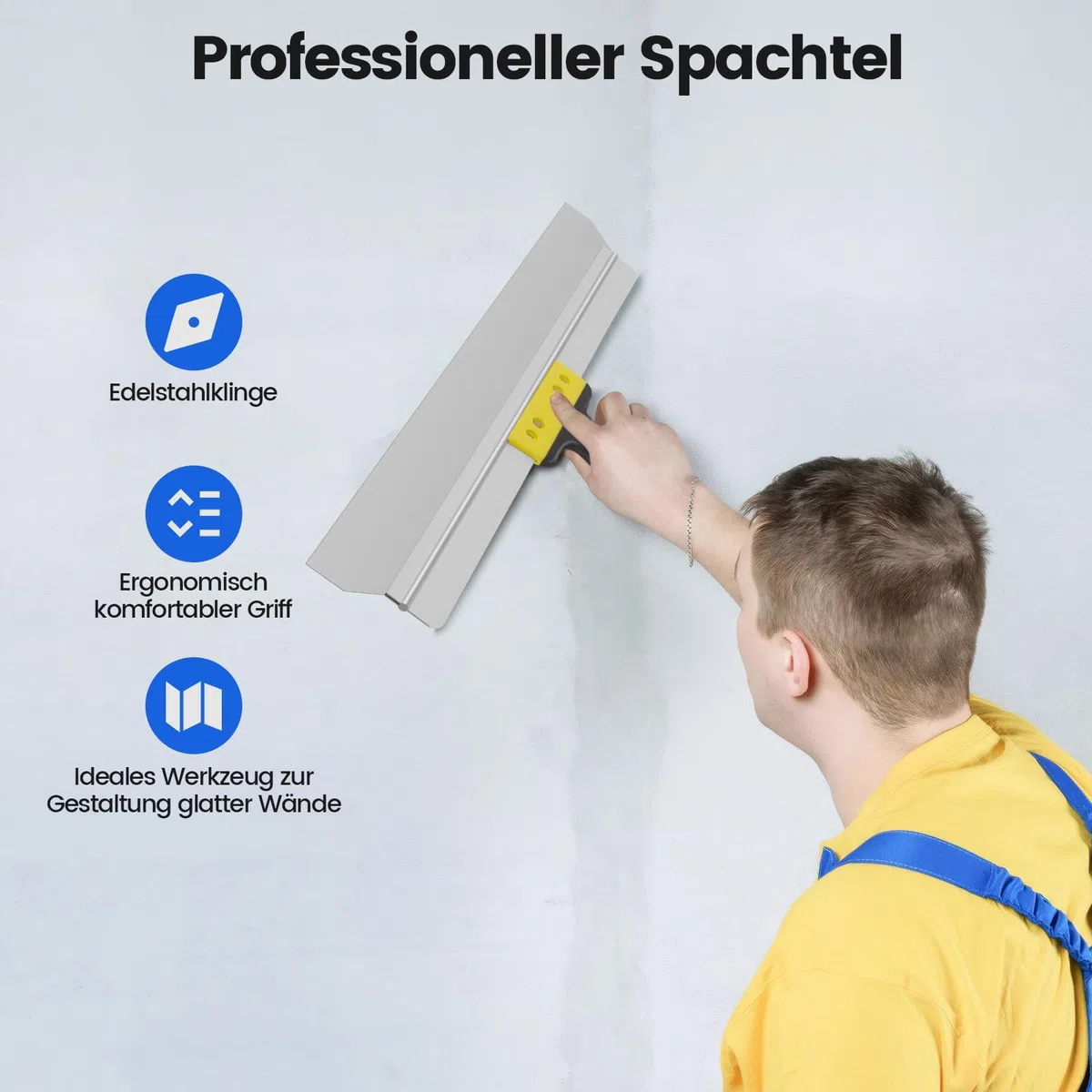 Couteau à Enduire, Couteau à Enduire En Acier Inoxydable Avec Manche Ergonomique éPaisseur Lame: 0,65 Mm, Largeur: 600 Mm Rouleau Truelle Plate Outil Pour Enduire Lisser Et RéNover Les Surfaces Sèches