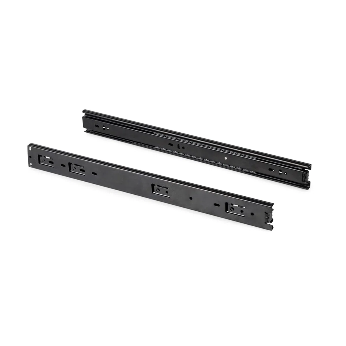 Emuca - Glissières pour tiroir avec roulement à billes 45mm x 400mm, Lot de 5 paires de coulisses à sortie totale, Noir