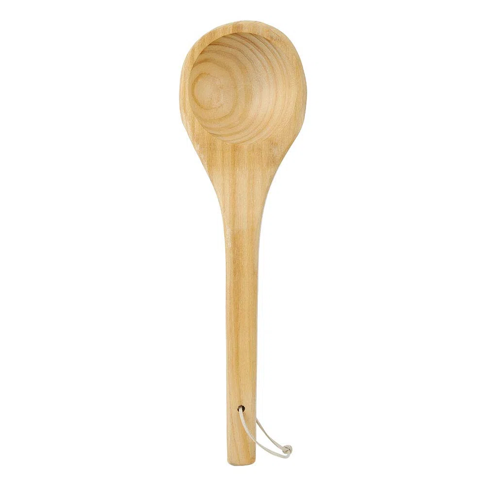 Cuillère de sauna, en bois avec poignée confortable et surface lisse, portable pour servir le thé et créer de la vapeur dans les saunas familiaux.