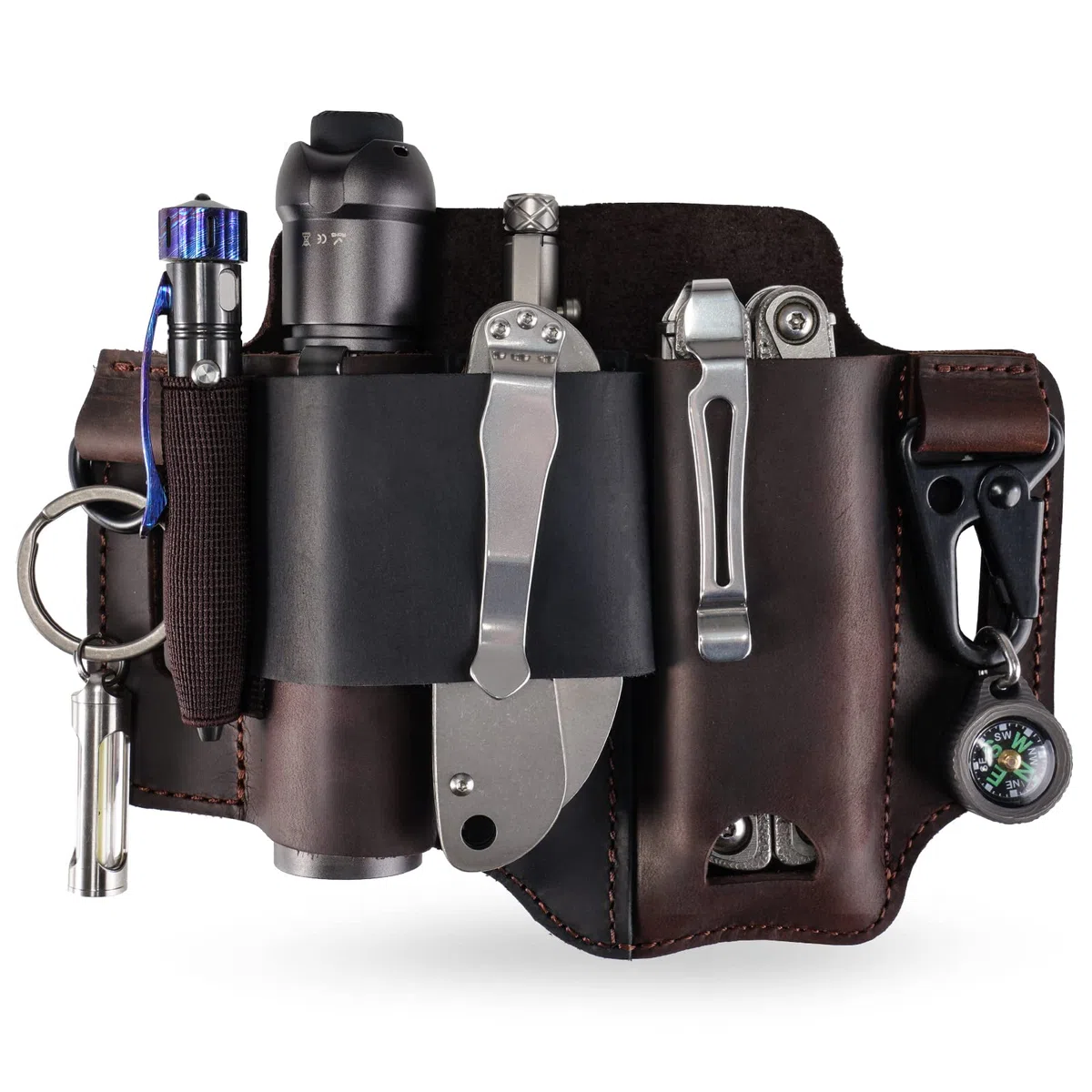 VIPERADE PJ36 - Étui Multi-Outils, étui en Cuir, Organiseur de Poche EDC pour Homme, étui Leatherman, Porte-Lampe de Poche et Porte-Stylo, Organiseur de Ceinture EDC avec Porte-clés