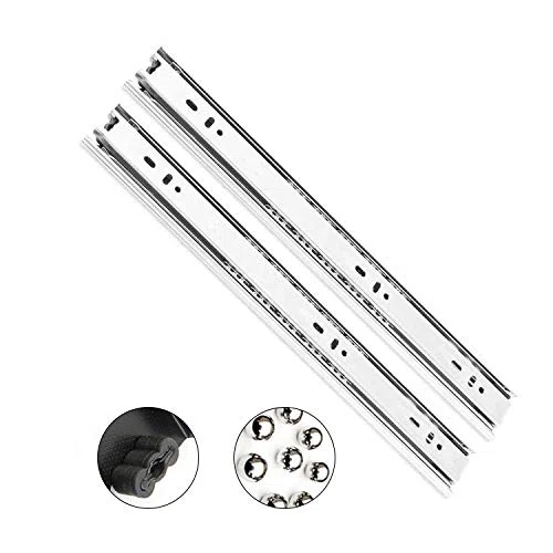 2 paires Coulisse Tiroir Télescopique, en Acier Inox, Glissière pour Tiroir à Sortie Totale, Charge Max 45kg, 45cm