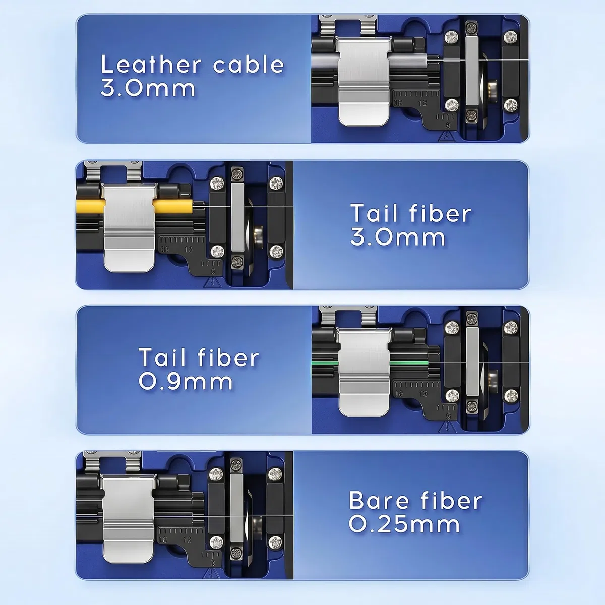 Cliveuse de fibre FTTH, couteau de coupe de câble à fibre optique à connexion à chaud et à froid, lame à 16 faces, longueur de coupe : 9-16 mm