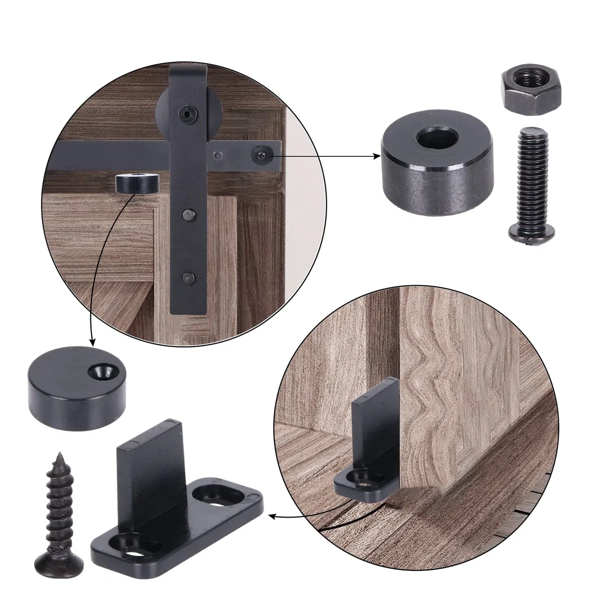 Kit de Rail pour Porte Coulissante 90cm/2,95FT - Mini Rail pour Placard, Système Simple avec Roulette pour Armoire de Rangement, Meubles TV