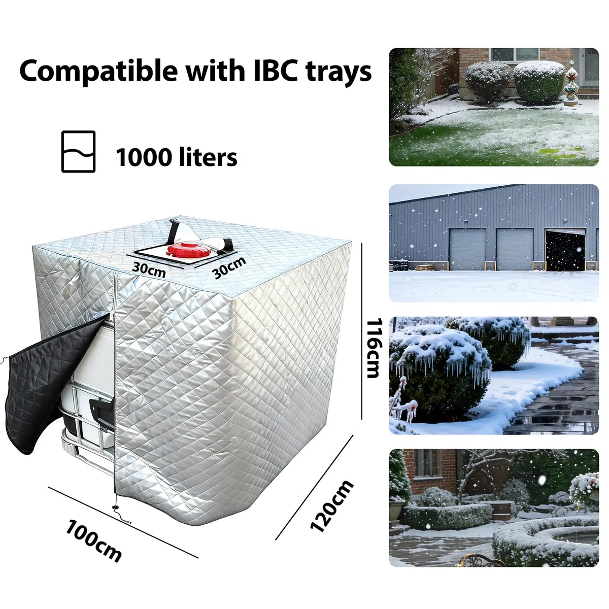 Housse thermique pour réservoir IBC 1000 l - Bâche résistante au gel avec isolation thermique - Housse de protection imperméable pour réservoir d'eau de pluie - Protection UV contre la formation