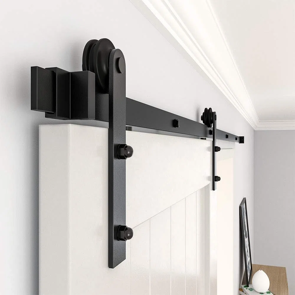 WINSOON Kit de porte coulissante de grange : 200 cm - Kit de porte coulissante robuste | Rail de porte coulissante Syetem facile à installer pour armoire/placard/cuisine (rail uniquement)