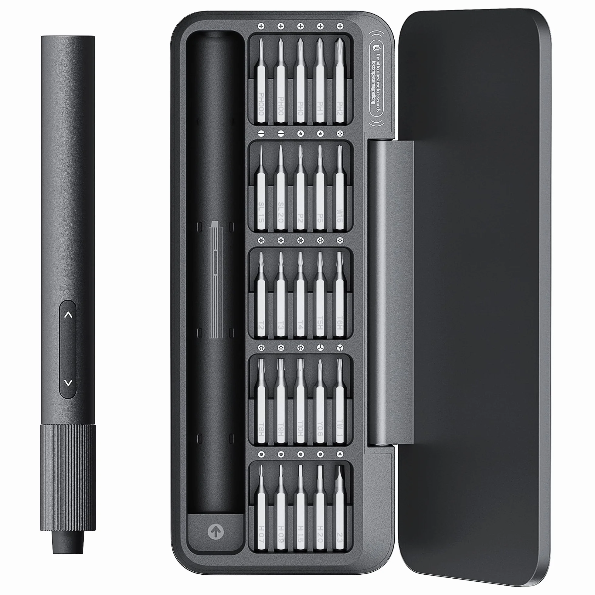 HOTO Tournevis Électrique Mini 25 en 1, Kit Tournevis de Précision 3.7V, Rechargeable USB-C, Outil Magnétique Compact pour Téléphone, Ordinateur, Appareil Photo, Bricolage et Réparation Électronique