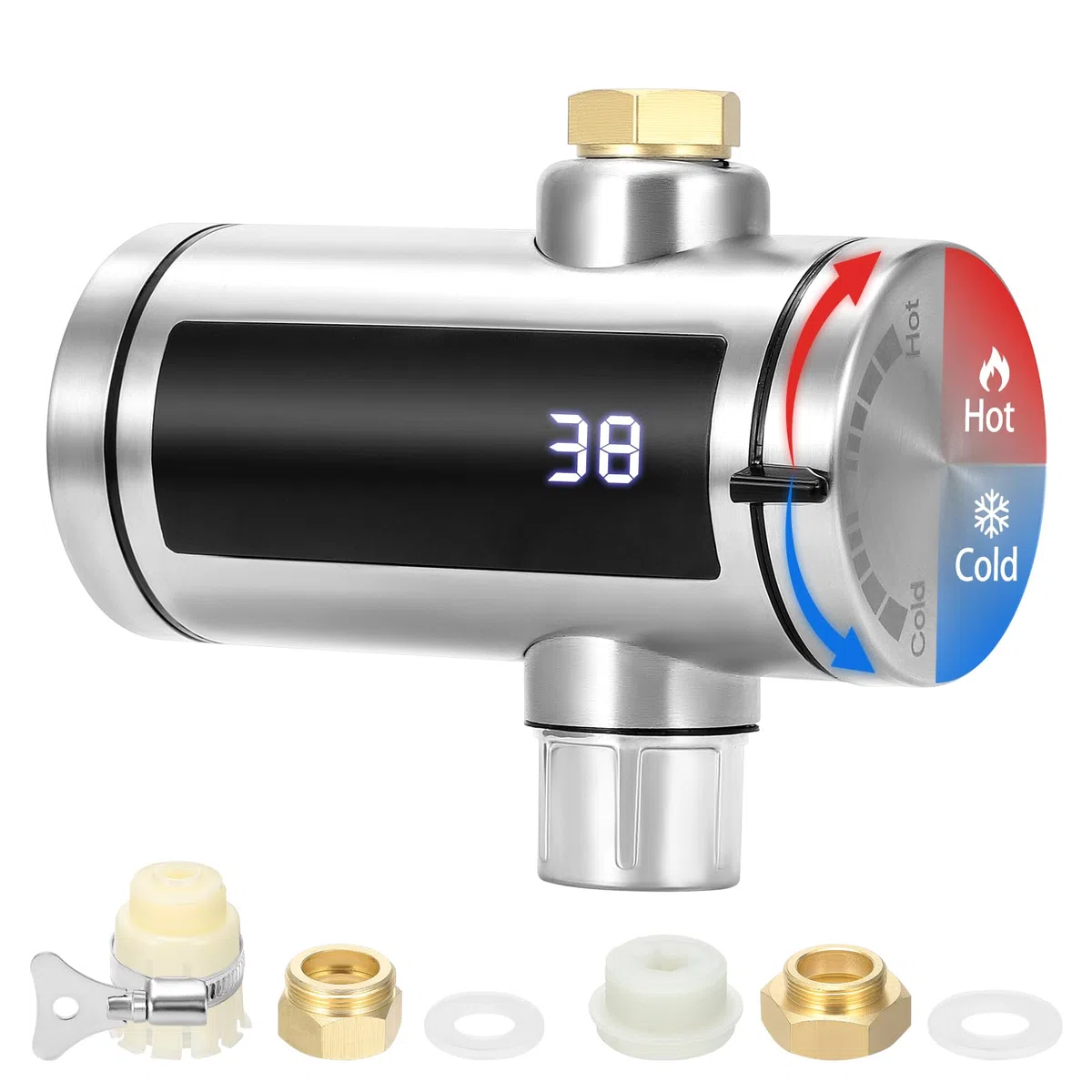 Chauffe-eau universel en acier inoxydable avec affichage de la température LED, mini chauffe-eau pour robinet de cuisine
