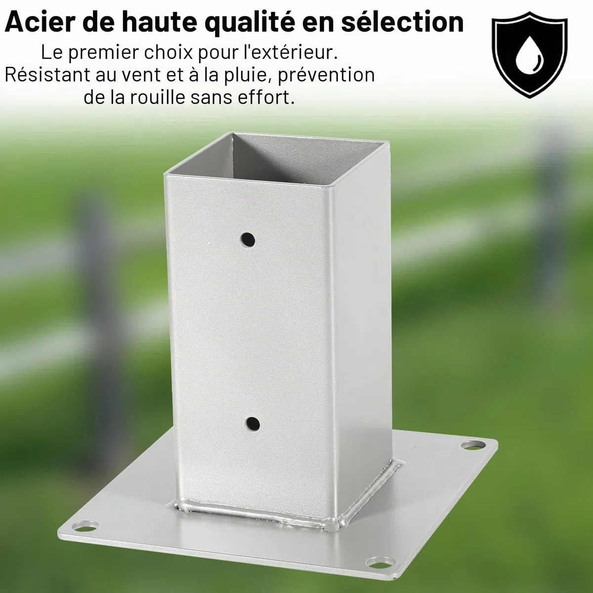 Eulenke Support de poteau avec douille à visser - Convient pour poteaux en bois carrés de 80 x 80 mm - Ancre de qualité supérieure - Galvanisé à chaud - Argenté