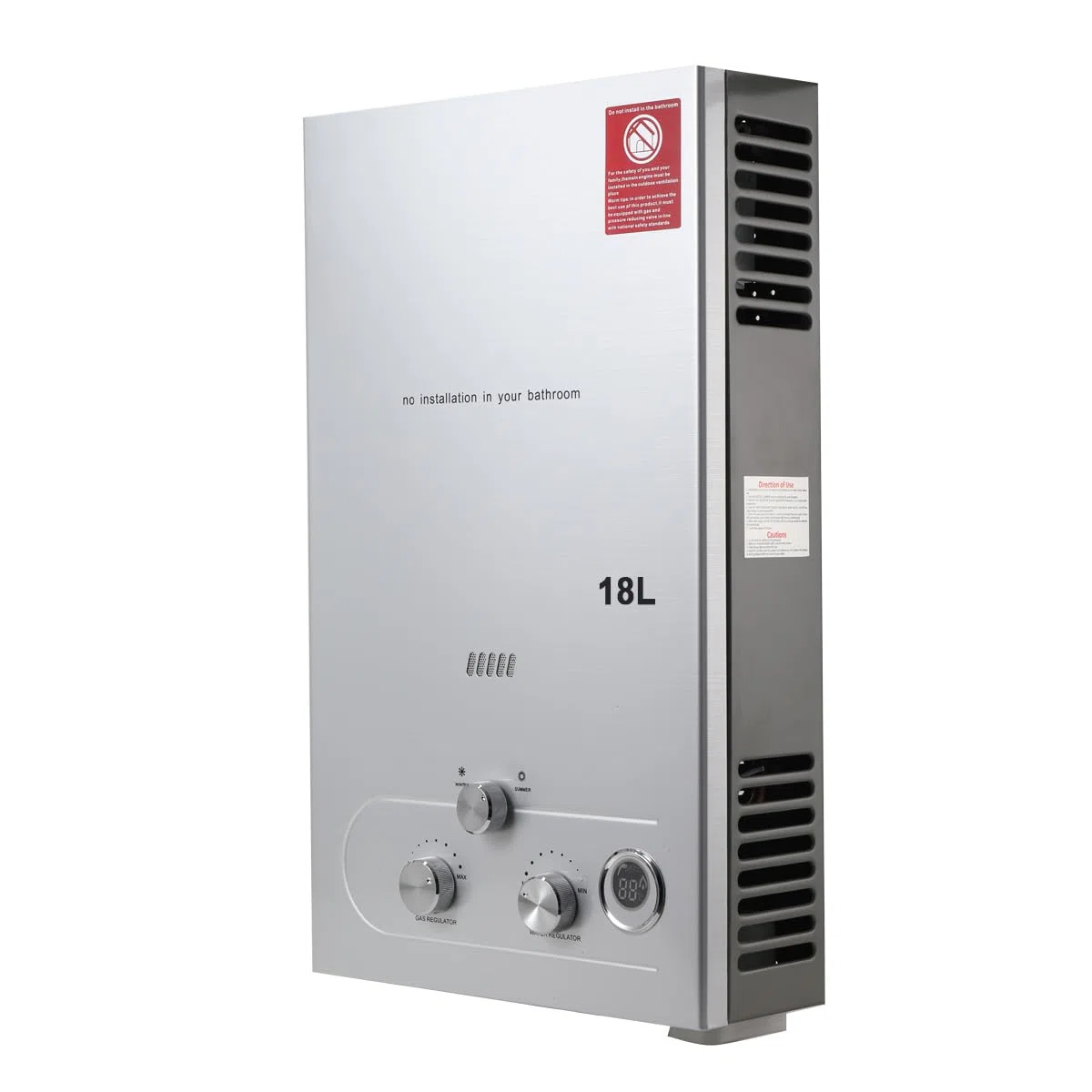 Chauffe-eau Portable Gaz Propane 18L 36KW, Pour Douche Extérieure de Camping au Gaz GPL, Avec Certification CE, Gris