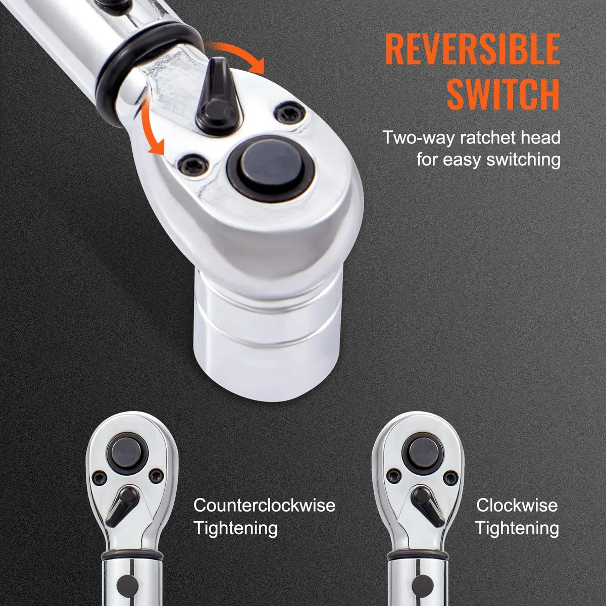 VEVOR 1/2" Clé Dynamométrique Mécanique Clé de Torsion 14-204 N.m Précision ±3% Clé à Cliquet Réglable 72 Dents Contre Surcouple avec Adaptateurs 6,35/9,5 mm Rallonge 127 mm Kit d’Entretien Auto Moto