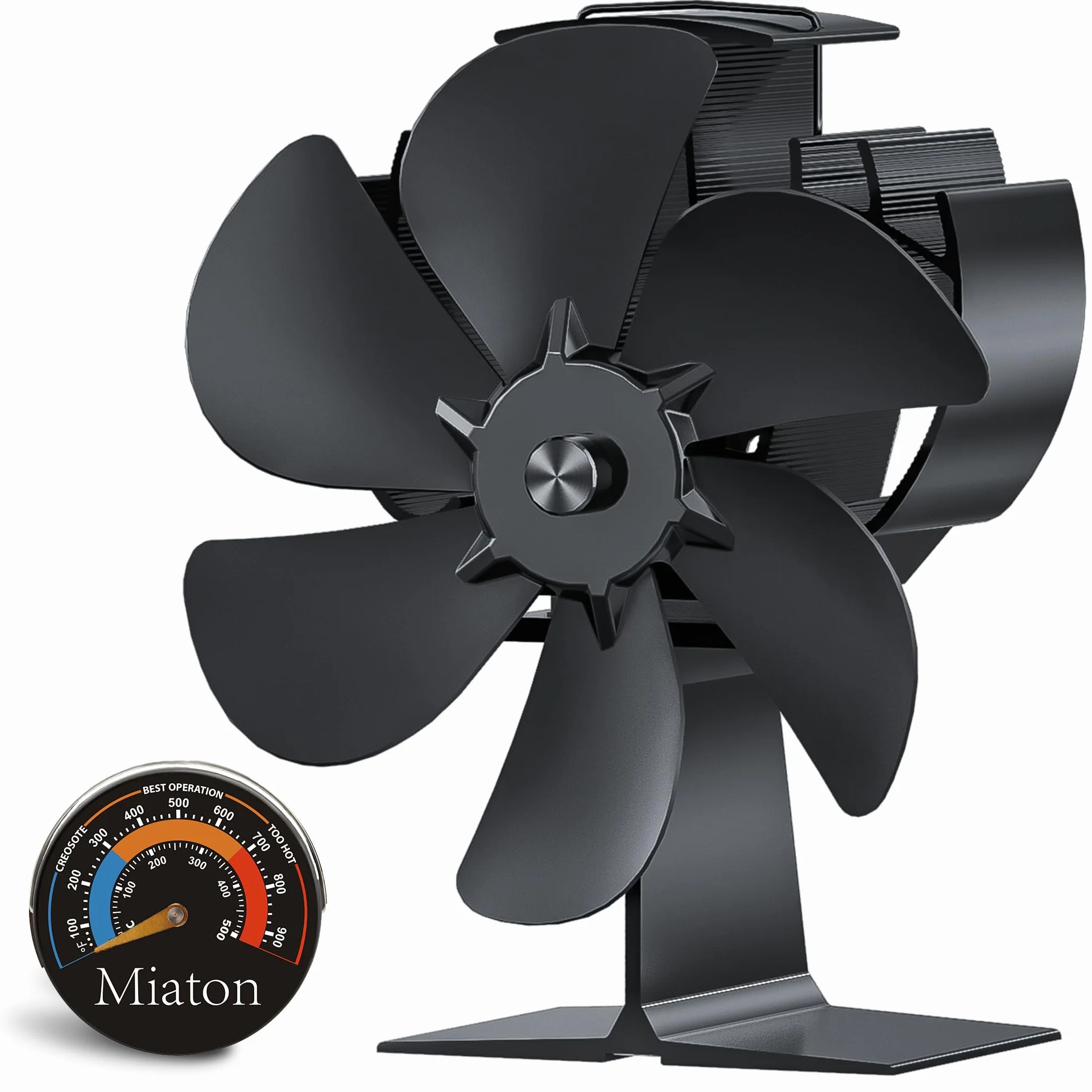 Ventilateur Poele à Bois 6 Lames | Ventilateur Cheminée avec Thermomètre Magnétique | Permet d'économiser l'énergie domestique et fonctionne silencieusement