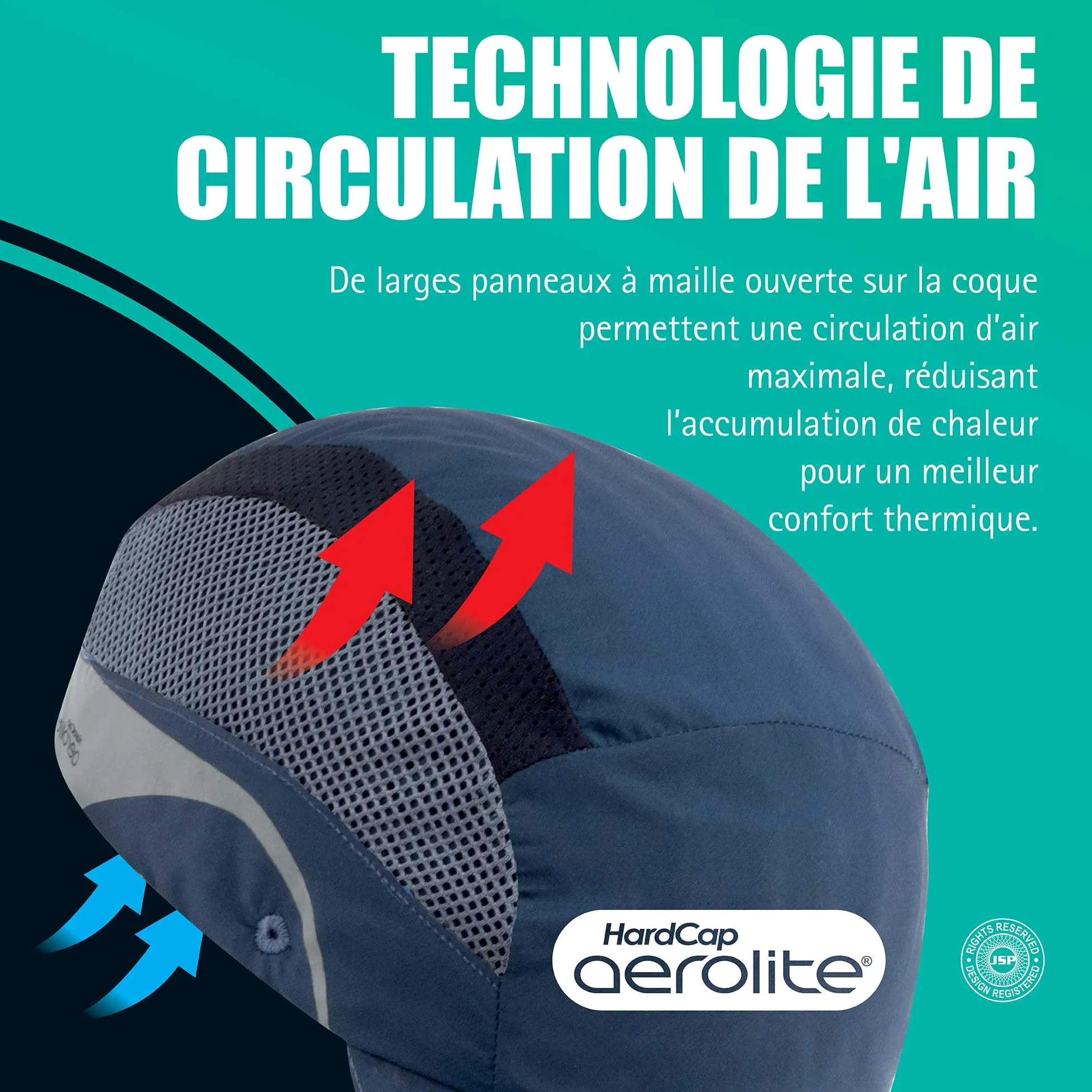 JSP HARDCAP Aerolite Casquette légère - Visière 5 cm - Bleu Marine - Ventilée - Anti-heurt & Coque sécurité en 812 - pour logistique, Maintenance, Industrie & Bricolage - en 812