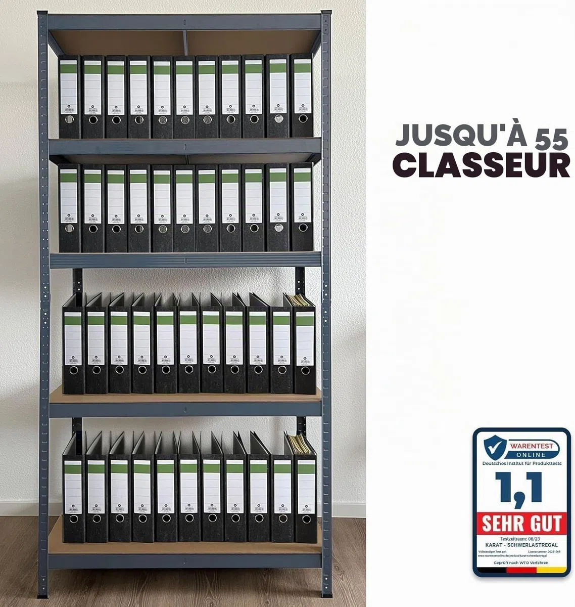 Étagère Étagère pour charges lourdes, garage, cave, atelier, rangement, haute capacité et ajustables (gris anthracite, 180 x 90 x 60 cm)