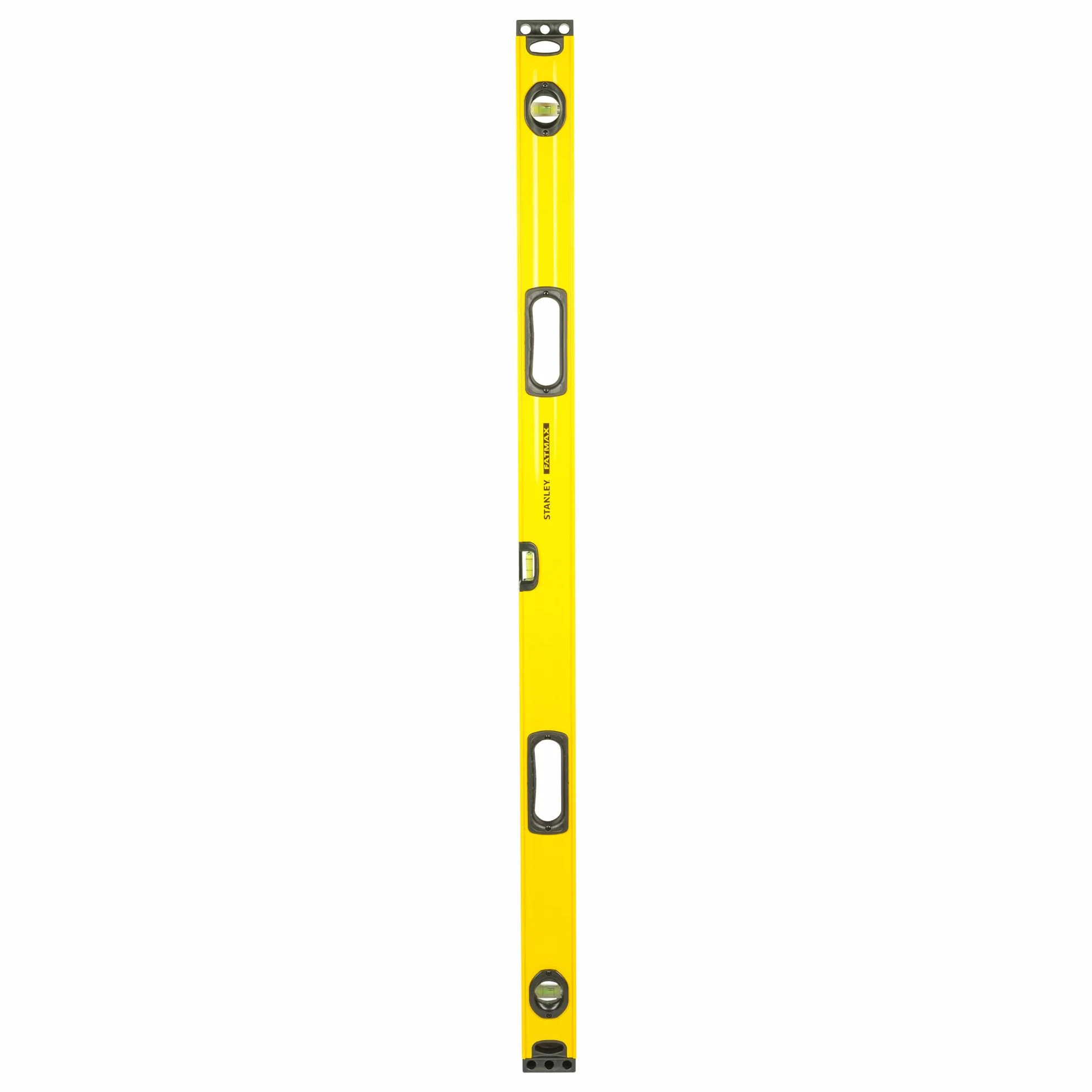 STANLEY 1-43-548 Niveau À Bulle 120 cm Gamme FATMAX - Structure en Aluminium Renforcé- 3 Fioles Haute Visibilité - 2 Semelles Usinées -2 Poignées Bi matière - Embouts de Protection