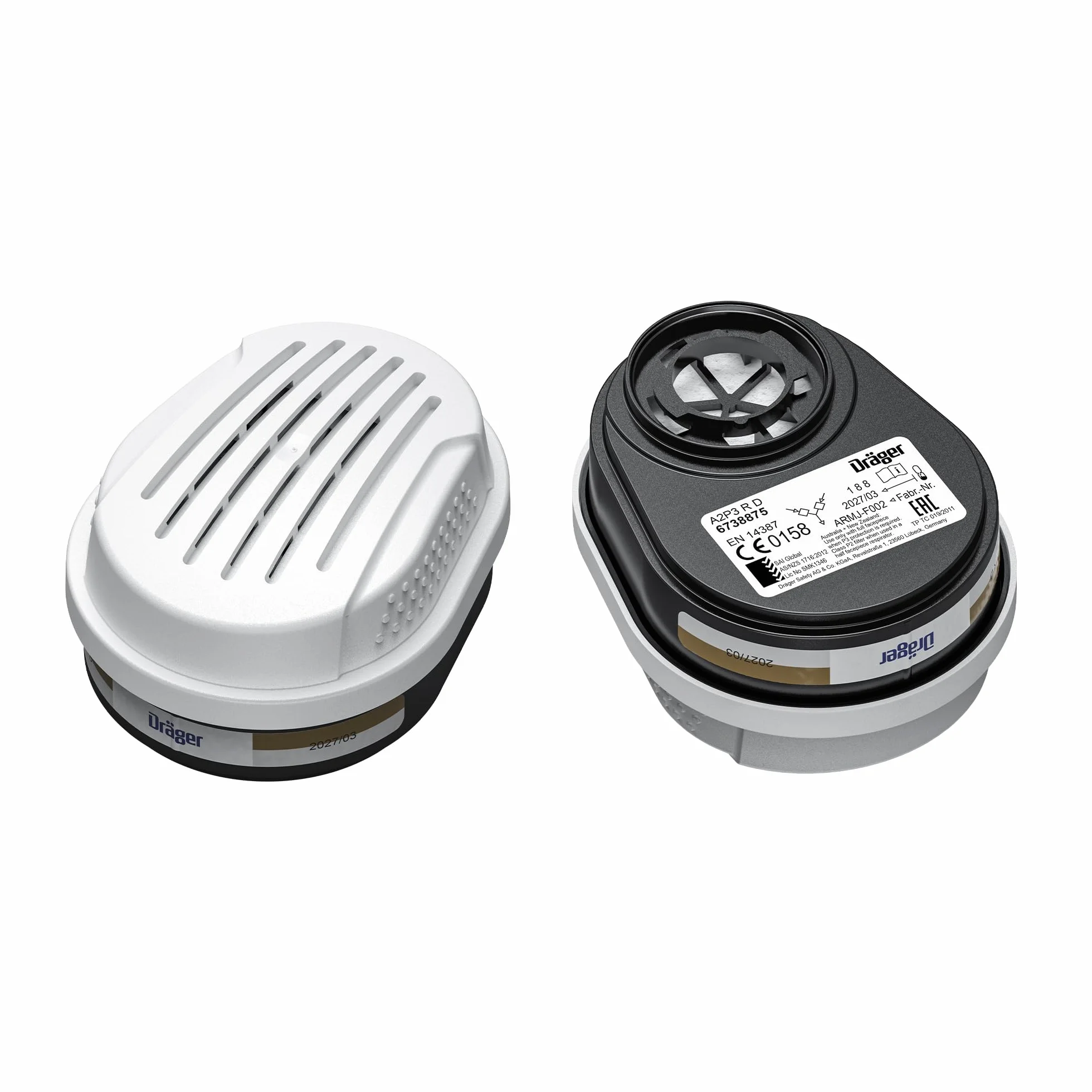 Dräger X-plore filtres A2 P3 | 2 filtres à baïonnette compatible avec les masques Dräger X-plore 3300/3500/5500 | Recharge pour masque de protection