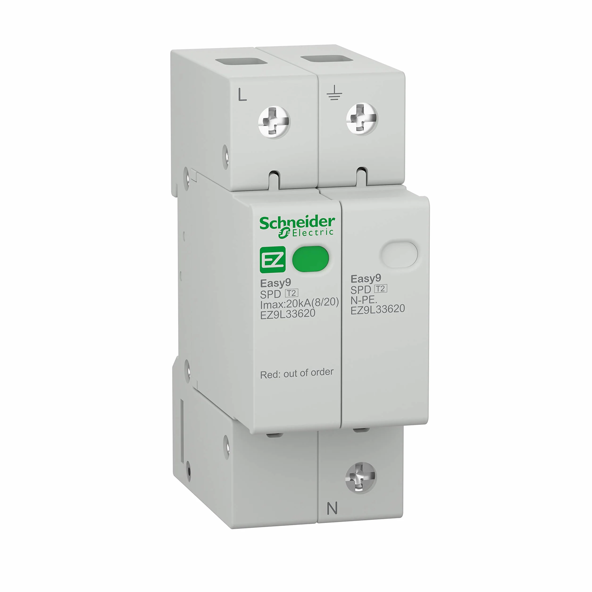 Schneider Ez9l33620 Parafoudre Easy9 Parafoudre 1p-n 20 KA, Blanc