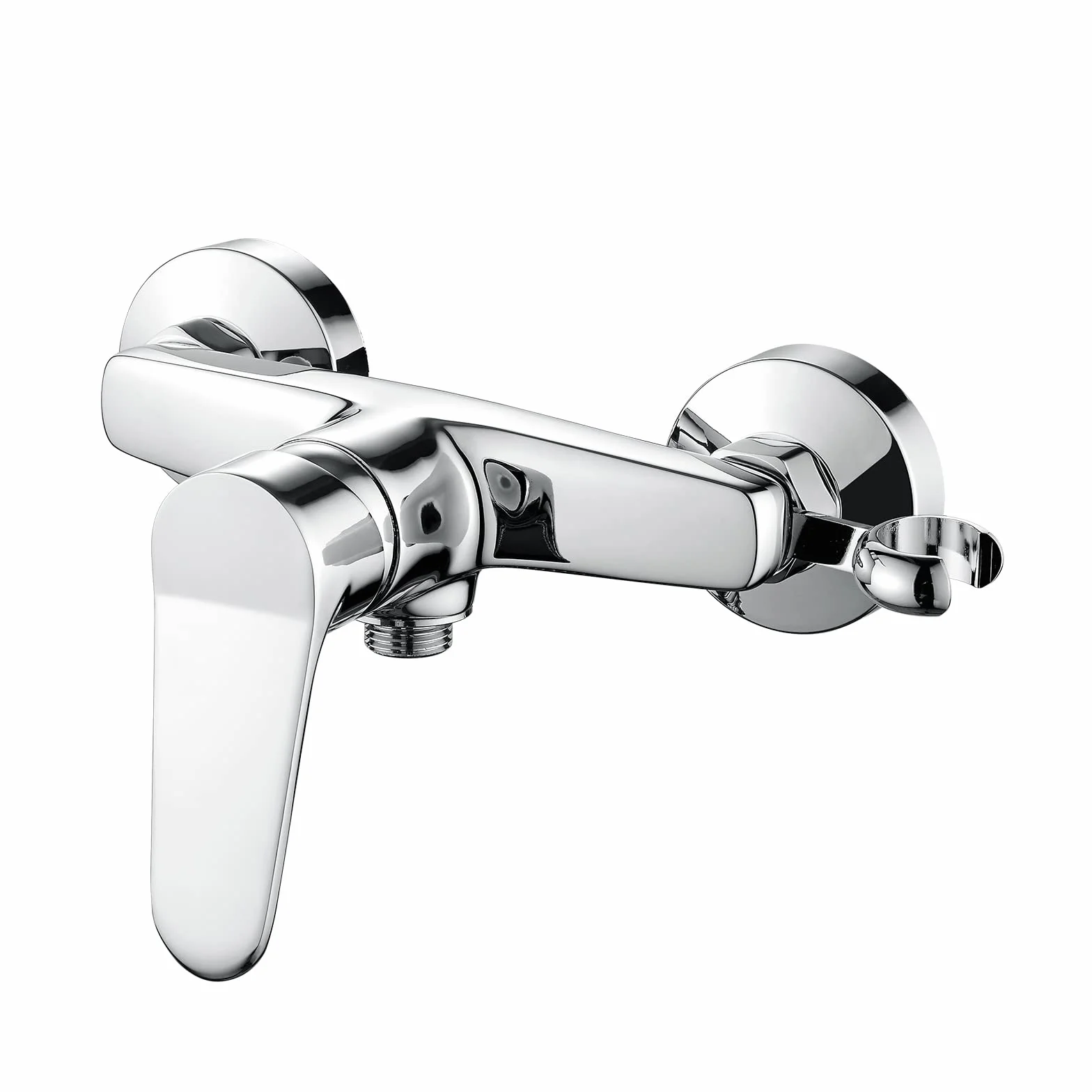 Ibergrif M12059-1 Mitigeur monocommande Douche, Robinet Douche Universel Filetage G1/2, Mitigeur de Douche Mural avec Support de Douche, Laiton, Chromé