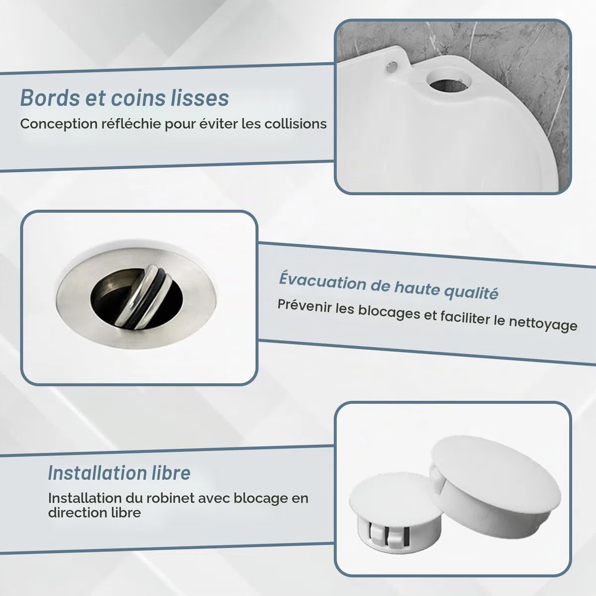 Lavabo en plastique, lavabo de camping, bassin de vidange, lavabo à main en plastique simple avec tuyau et bouchon de vidange pour jardin, garage, cave, camping-car, cave, chantier de construction