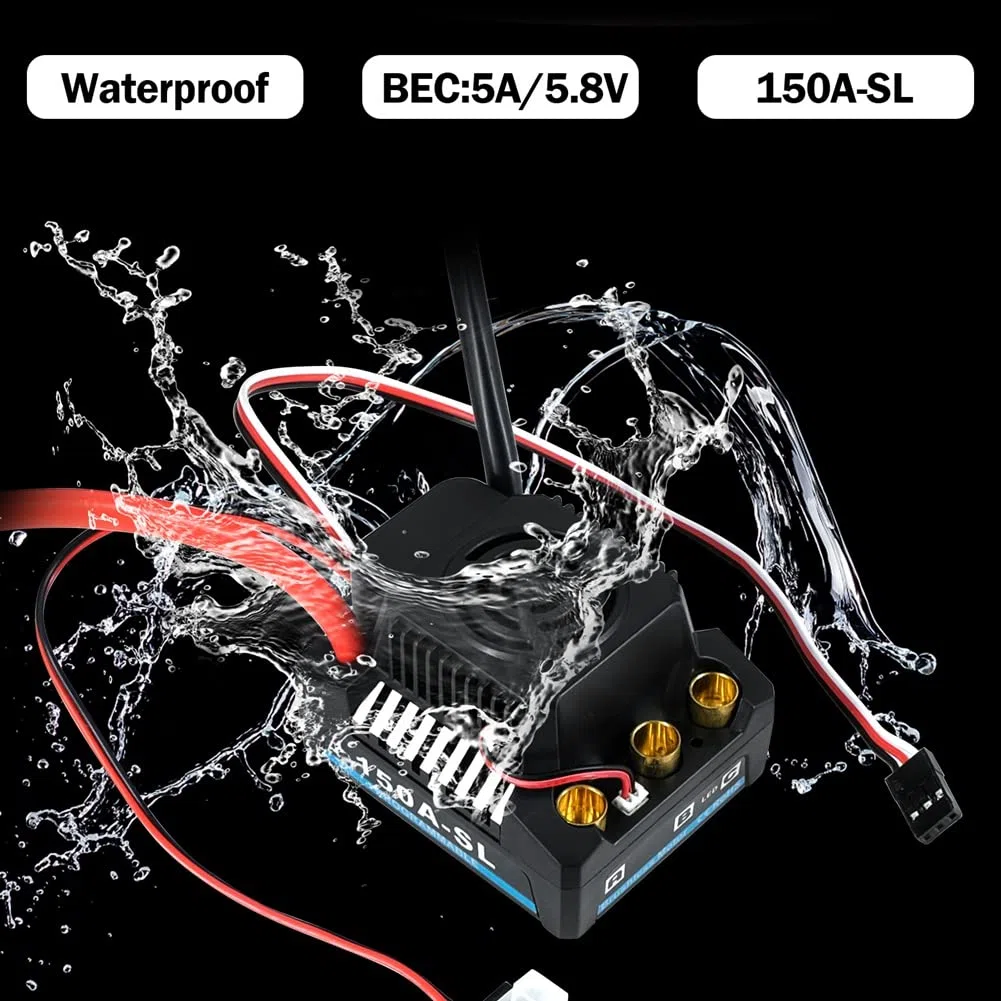 ContrôLeur de Vitesse éLectronique Sans Balais 150A (ESC) pour Voiture pour PièCes de Voiture 1/8 RC
