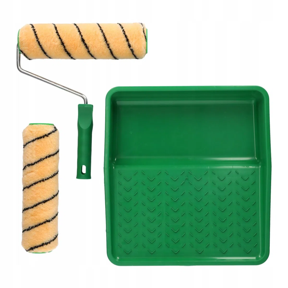 ToolSpace Kit Peinture Professionnel Lot de 2 Rouleaux 25 cm avec Grand Bac et Manche Poils 12 mm en Polyacrylique Anti Goutte pour Murs Plafonds Façade Rénovation Intérieur Extérieur Bricolage