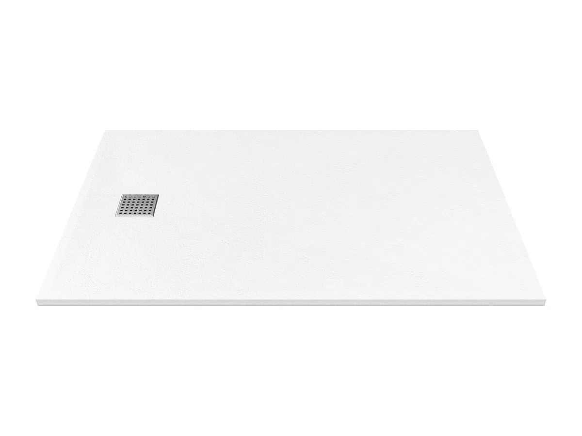 Vente-unique - Receveur de douche extra plat à poser ou à encastrer recoupable en résine SMC - Blanc - 120 x 80 cm - MIRNOSA