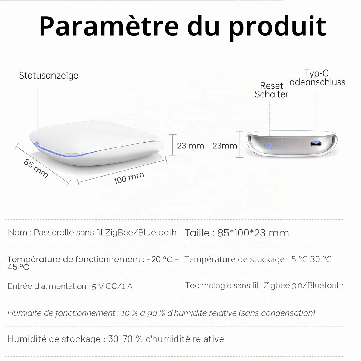 MIUCDA Tuya Zigbee Gateway Hub Bluetooth et Tuya ZigBee pour domotique Smart Gateway Bridge Compatible avec Alexa, Google Home