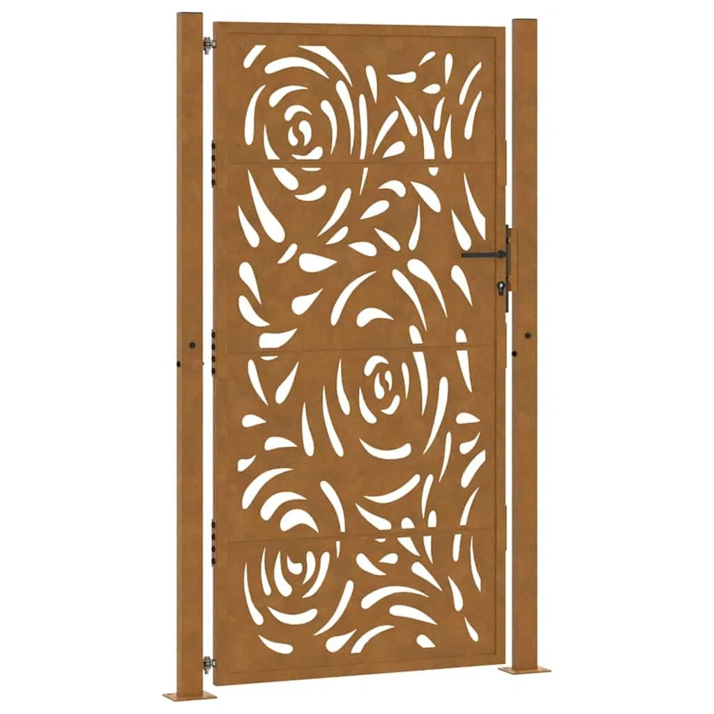 vidaXL Portail de jardin 100x175 cm en acier patiné motif flamme