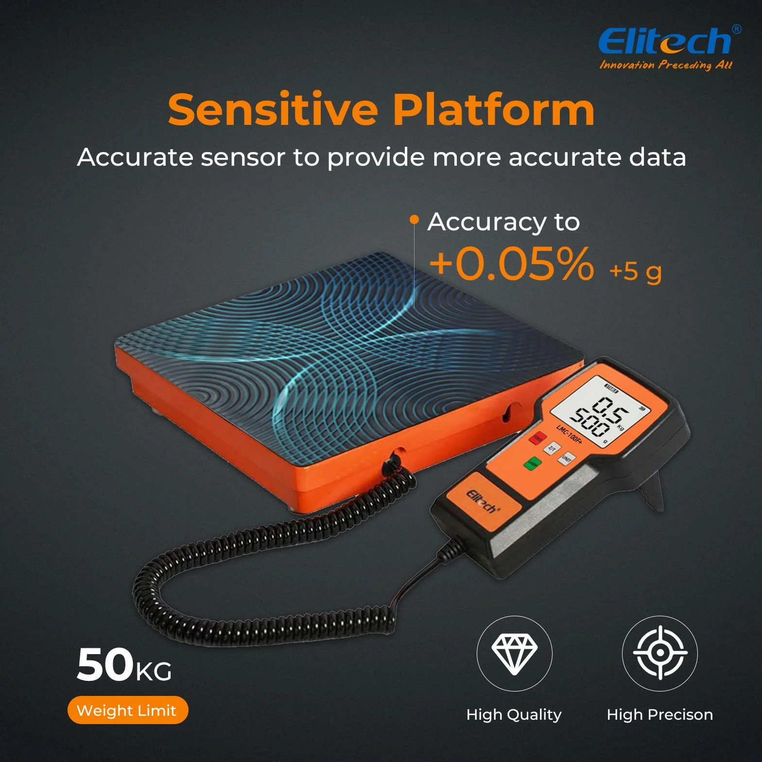 Elitech Détecteur de Fuite de Gaz Réfrigérant HVAC avec Lamp UV CLD-100 & Balance de Réfrigérant Electronique 50 kg pour Remplissage Climatisation CVC LMC-100F+