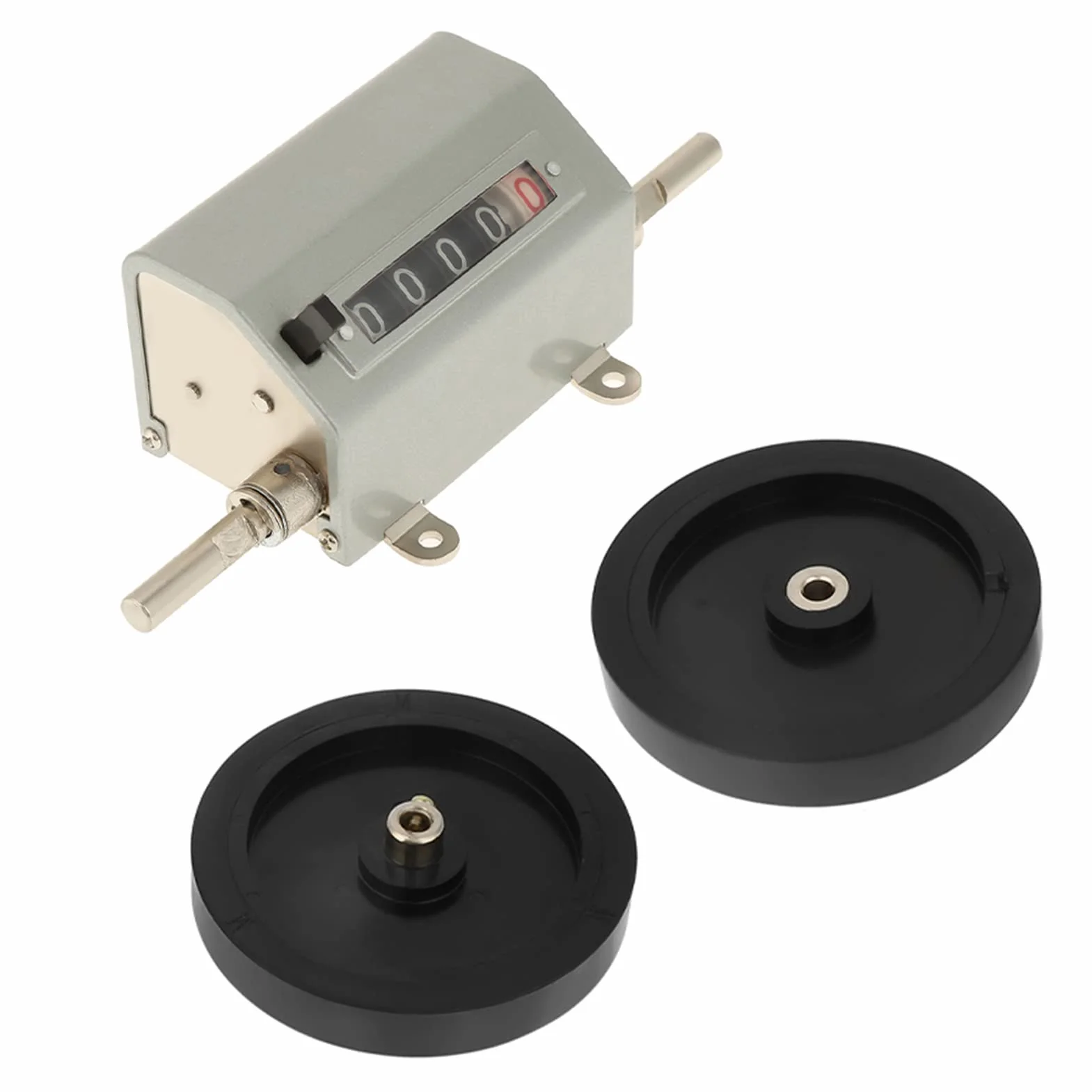 Compteur de Mesure Mètres Corde Câble Longueur Compteur Métal 1Pc Roue Roulante 5 Chiffres 0 9999.9 Longueur Compteur Vitesse Maximale 350 Tr/min Gris Réinitialiser
