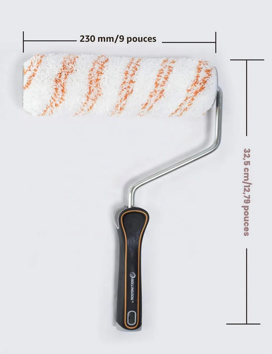 ROLLINGDOG Rouleau de Peinture Professionnel 22,8 cm avec 3 Manchons en Microfibre Non Pelucheux Pour le Mur et le Plafond