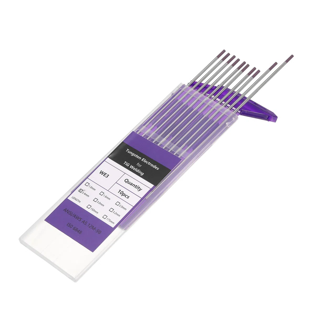 sourcing map Lot de 10 électrodes de soudage TIG en tungstène 3/32" x 17,8 cm mixtes pour soudure en acier inoxydable, alliage d'aluminium et de magnésium, fabrication automobile aérospatiale, violet