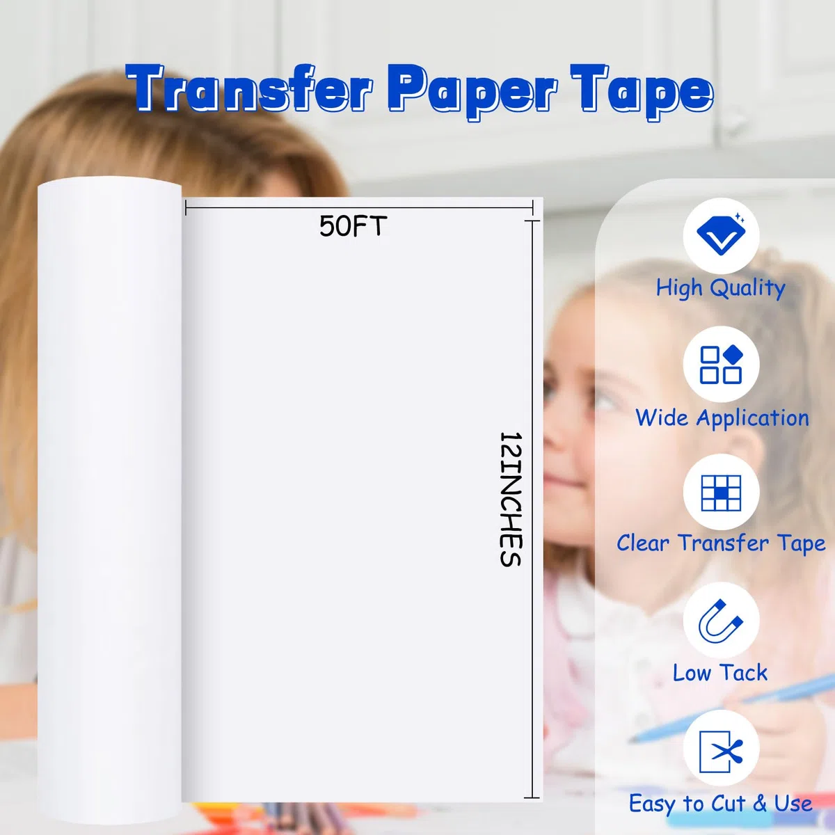 TECKWRAP Rouleau de ruban de transfert en vinyle transparent – 30,5 cm x 15,2 m – Ruban de transfert mat pour vinyle à faible adhérence – Démoulage facile pour décalcomanies, panneaux, fenêtres,