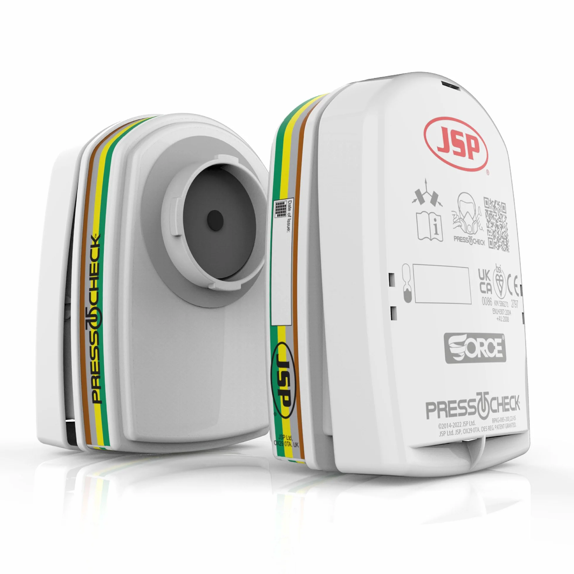 JSP Filtres ABEK1P3 PressToCheck (1 Paire) pour FORCE8 & FORCE10 | Protection gaz, vapeurs, ammoniac, gaz acides et poussières. Bricolage, industrie. EN 14387.