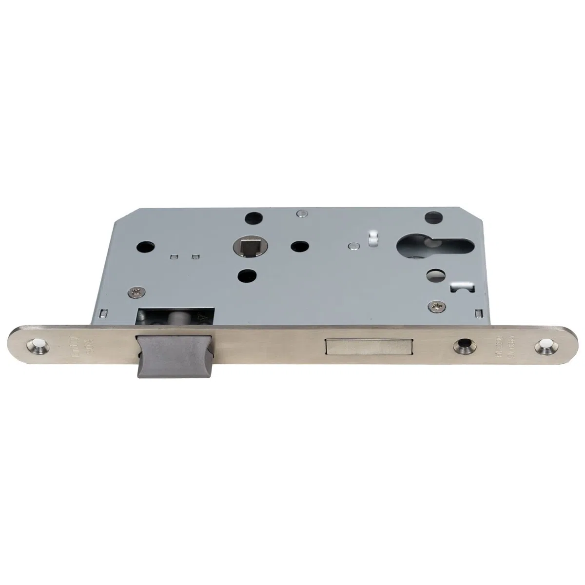 Serrure à larder FELGNER cylindre profilé | pour de porte en bois | Boîtier de serrure en tôle galvanisée + loquet en plastique | Têtière 20mm - axe 55mm - Din gauche et droite